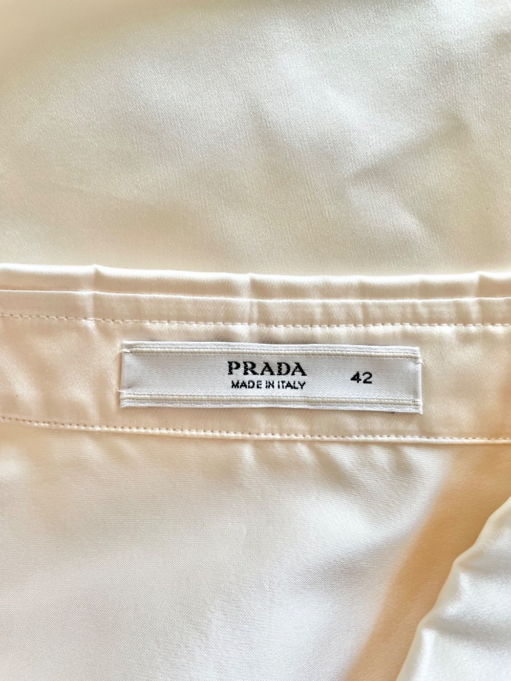 Prada Ivory Silk Puffy Sleeve Blouse Made in Italy - Picture 7 of 13